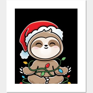 Sloth Christmas Tree Kawaii Posters and Art